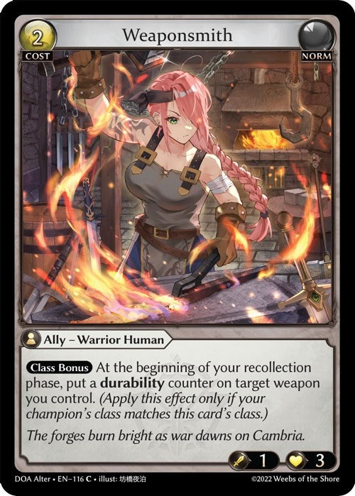 Image for Weaponsmith (Dawn of Ashes Alter Edition) (116) - Grand Archive TCG