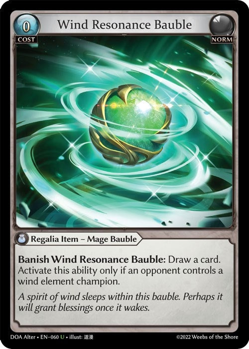 Image for Wind Resonance Bauble (Dawn of Ashes Alter Edition) (060) - Grand Archive TCG