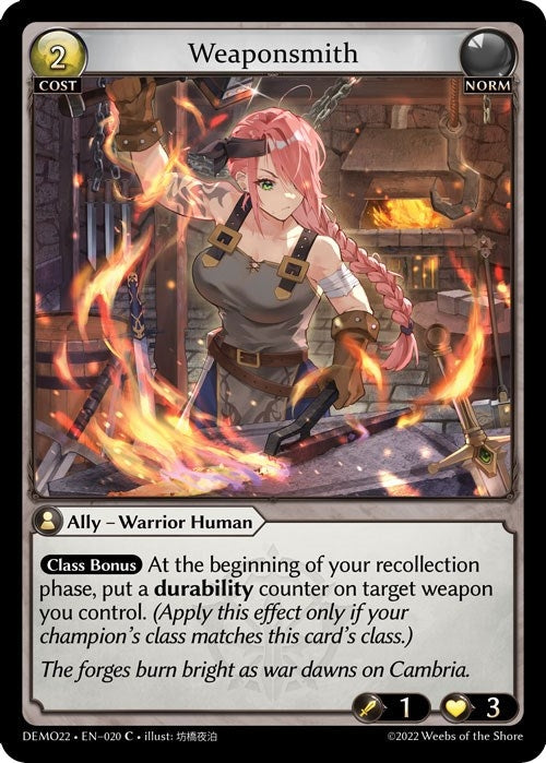 Image for Weaponsmith (2022 Demo Deck) (020) - Grand Archive TCG