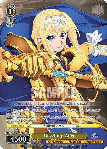 Image for Dazzling, Alice (Foil) (Sword Art Online Animation 10th Anniversary) (SAO/S100-PE02S) - Weiss Schwarz