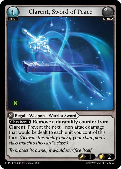 Image for Clarent, Sword of Peace (Kickstarter Promotional Cards) (005) - Grand Archive TCG