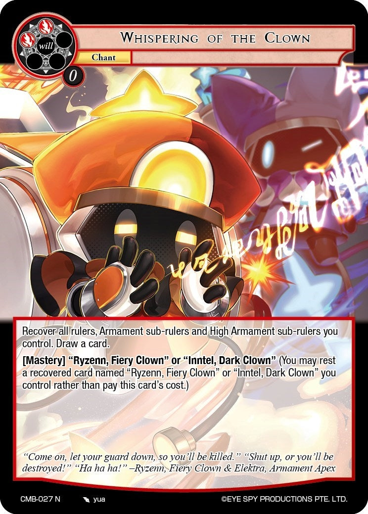 Image for Whispering of the Clown (Crimson Moon's Battleground) (CMB-027 N) - Force of Will
