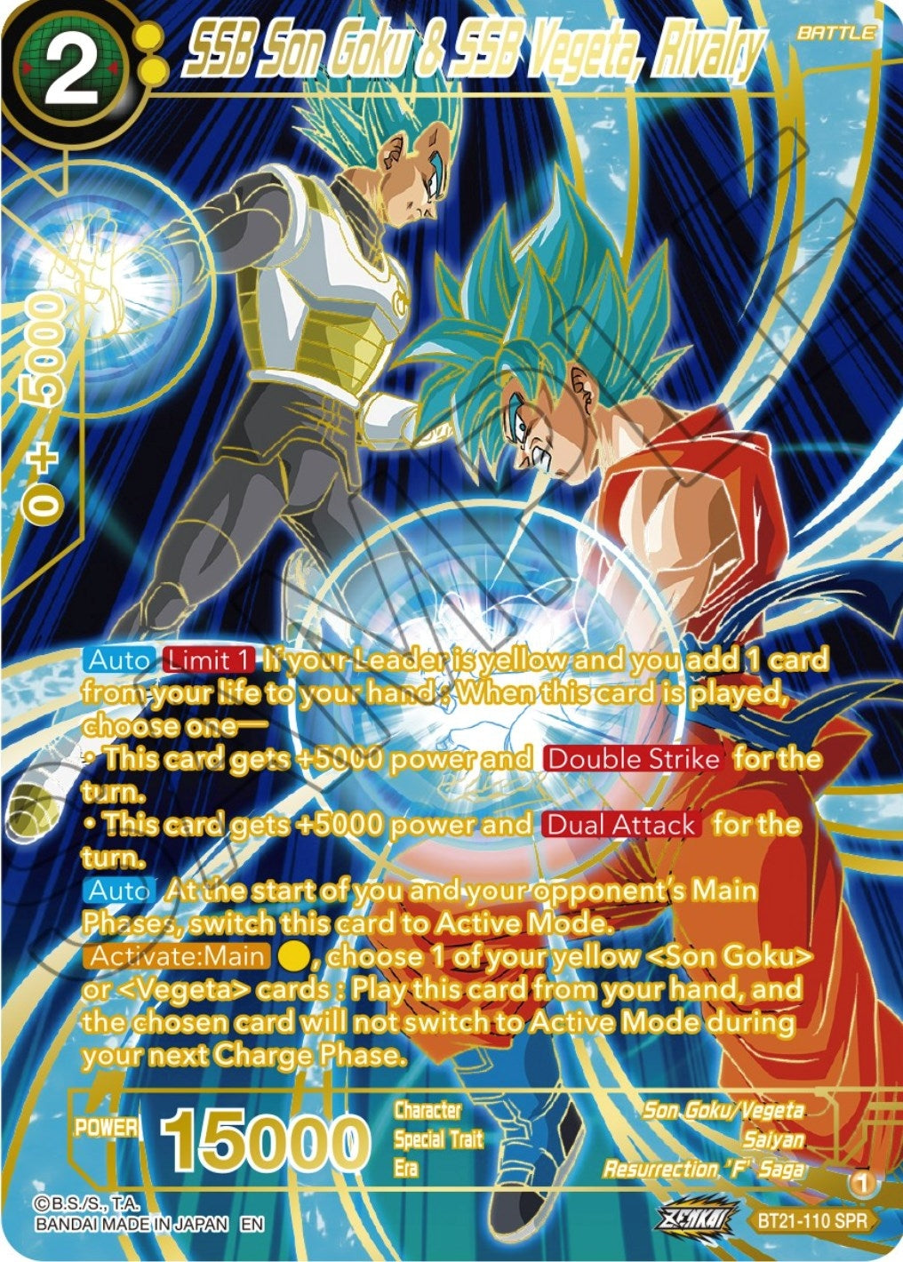 Image for SSB Son Goku & SSB Vegeta, Rivalry (SPR) (Wild Resurgence) (BT21-110) - Dragon Ball Super: Masters