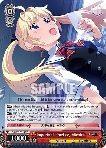 Image for Important Practice, Michiru (The Fruit of Grisaia) (GRI/S72-TE11 TD) - Weiss Schwarz