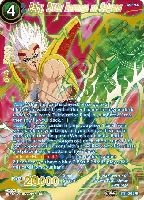 Image for Baby, Bitter Revenge on Saiyans (SPR) (Wild Resurgence) (BT21-062) - Dragon Ball Super: Masters