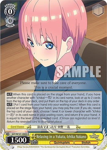 Image for Relaxing in a Yukata, Ichika Nakano (The Quintessential Quintuplets Movie) (5HY/W101-E003 R) - Weiss Schwarz