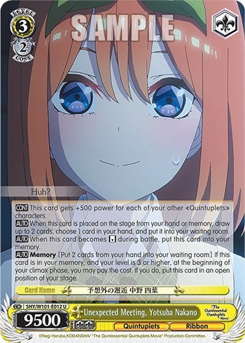 Image for Unexpected Meeting, Yotsuba Nakano (The Quintessential Quintuplets Movie) (5HY/W101-E012 U) - Weiss Schwarz