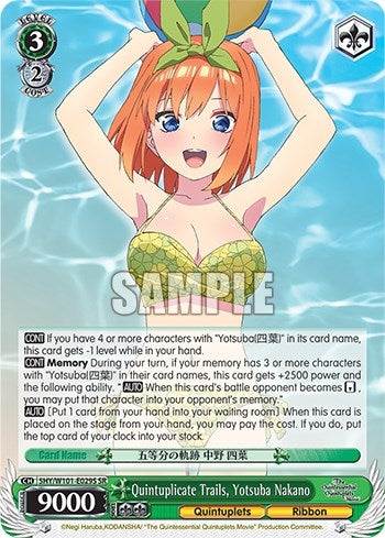 Image for Quintuplicate Trails, Yotsuba Nakano (SR) (The Quintessential Quintuplets Movie) (5HY/W101-E029S SR) - Weiss Schwarz