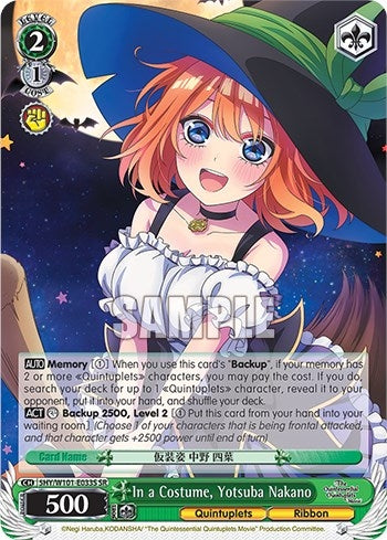 Image for In a Costume, Yotsuba Nakano (SR) (The Quintessential Quintuplets Movie) (5HY/W101-E033S SR) - Weiss Schwarz