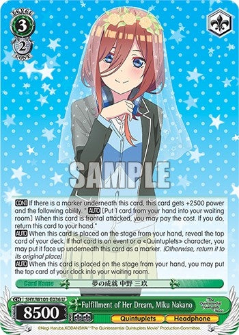 Image for Fulfillment of Her Dream, Miku Nakano (The Quintessential Quintuplets Movie) (5HY/W101-E036 U) - Weiss Schwarz