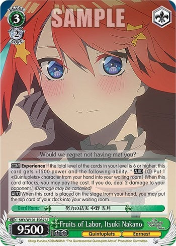 Image for Fruits of Labor, Itsuki Nakano (The Quintessential Quintuplets Movie) (5HY/W101-E037 U) - Weiss Schwarz