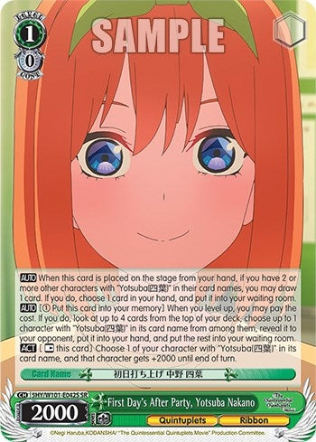 Image for First Day's After Party, Yotsuba Nakano (SR) (The Quintessential Quintuplets Movie) (5HY/W101-E042S SR) - Weiss Schwarz