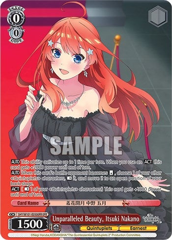 Image for Unparalleled Beauty, Itsuki Nakano (OFR) (The Quintessential Quintuplets Movie) (5HY/W101-E050OFR OFR) - Weiss Schwarz