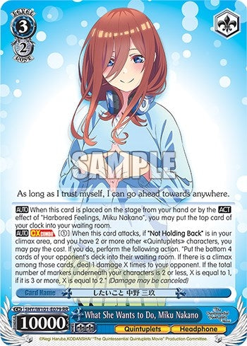 Image for What She Wants to Do, Miku Nakano (The Quintessential Quintuplets Movie) (5HY/W101-E079 RR) - Weiss Schwarz