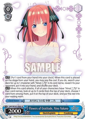 Image for Flowers of Gratitude, Nino Nakano (The Quintessential Quintuplets Movie) (5HY/W101-E081 R) - Weiss Schwarz