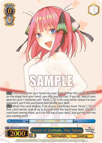 Image for Flowers of Gratitude, Nino Nakano (HYR) (The Quintessential Quintuplets Movie) (5HY/W101-E081HYR HYR) - Weiss Schwarz