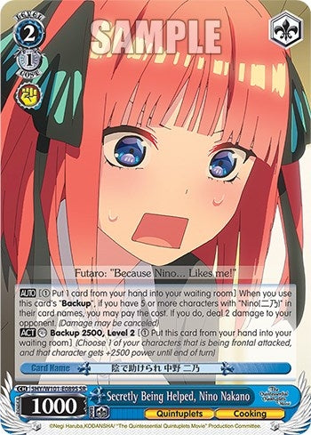 Image for Secretly Being Helped, Nino Nakano (SR) (The Quintessential Quintuplets Movie) (5HY/W101-E089S SR) - Weiss Schwarz