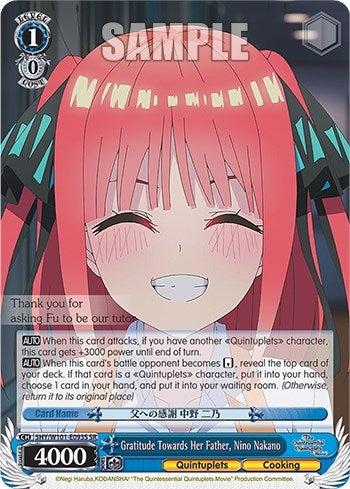 Image for Gratitude Towards Her Father, Nino Nakano (SR) (The Quintessential Quintuplets Movie) (5HY/W101-E093S SR) - Weiss Schwarz