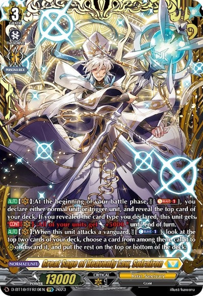 Image for Great Sage of Heavenly Law, Solrairon (FFR) (D-BT10: Dragon Masquerade) (D-BT10/FFR10EN) - Cardfight Vanguard