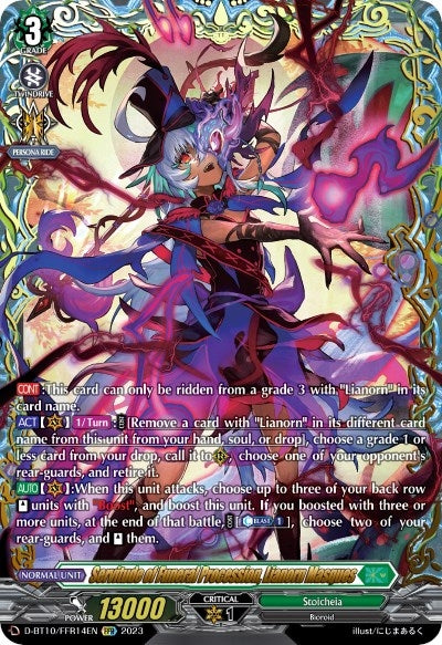 Image for Servitude of Funeral Procession, Lianorn Masques (FFR) (D-BT10: Dragon Masquerade) (D-BT10/FFR14EN) - Cardfight Vanguard