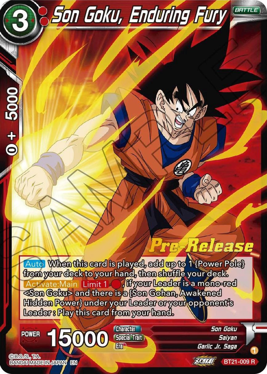 Image for Son Goku, Enduring Fury (Wild Resurgence Pre-Release Cards) (BT21-009) - Dragon Ball Super: Masters