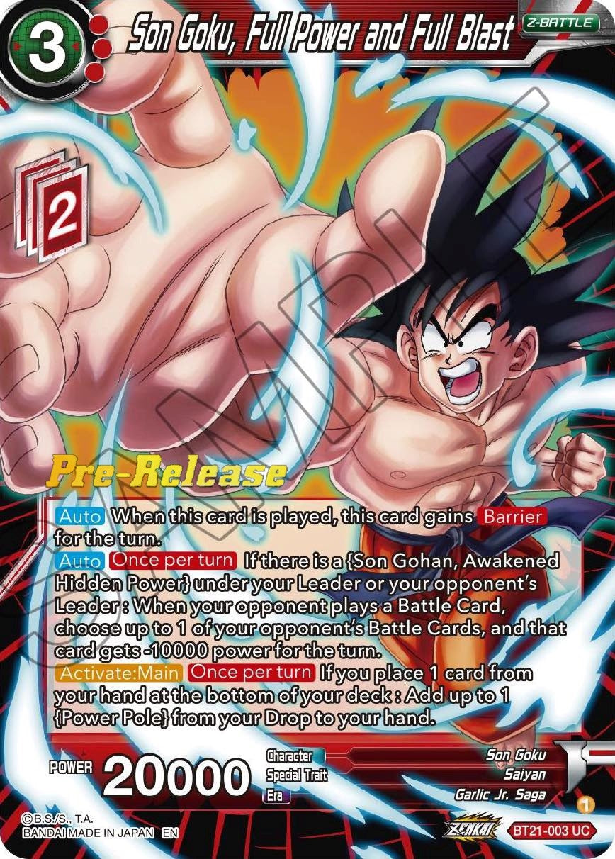 Image for Son Goku, Full Power and Full Blast (Wild Resurgence Pre-Release Cards) (BT21-003) - Dragon Ball Super: Masters