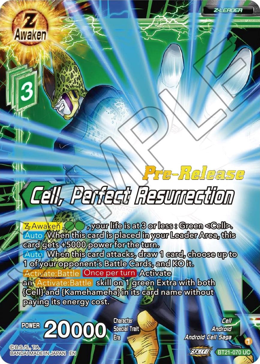 Image for Cell, Perfect Resurrection (Wild Resurgence Pre-Release Cards) (BT21-070) - Dragon Ball Super: Masters