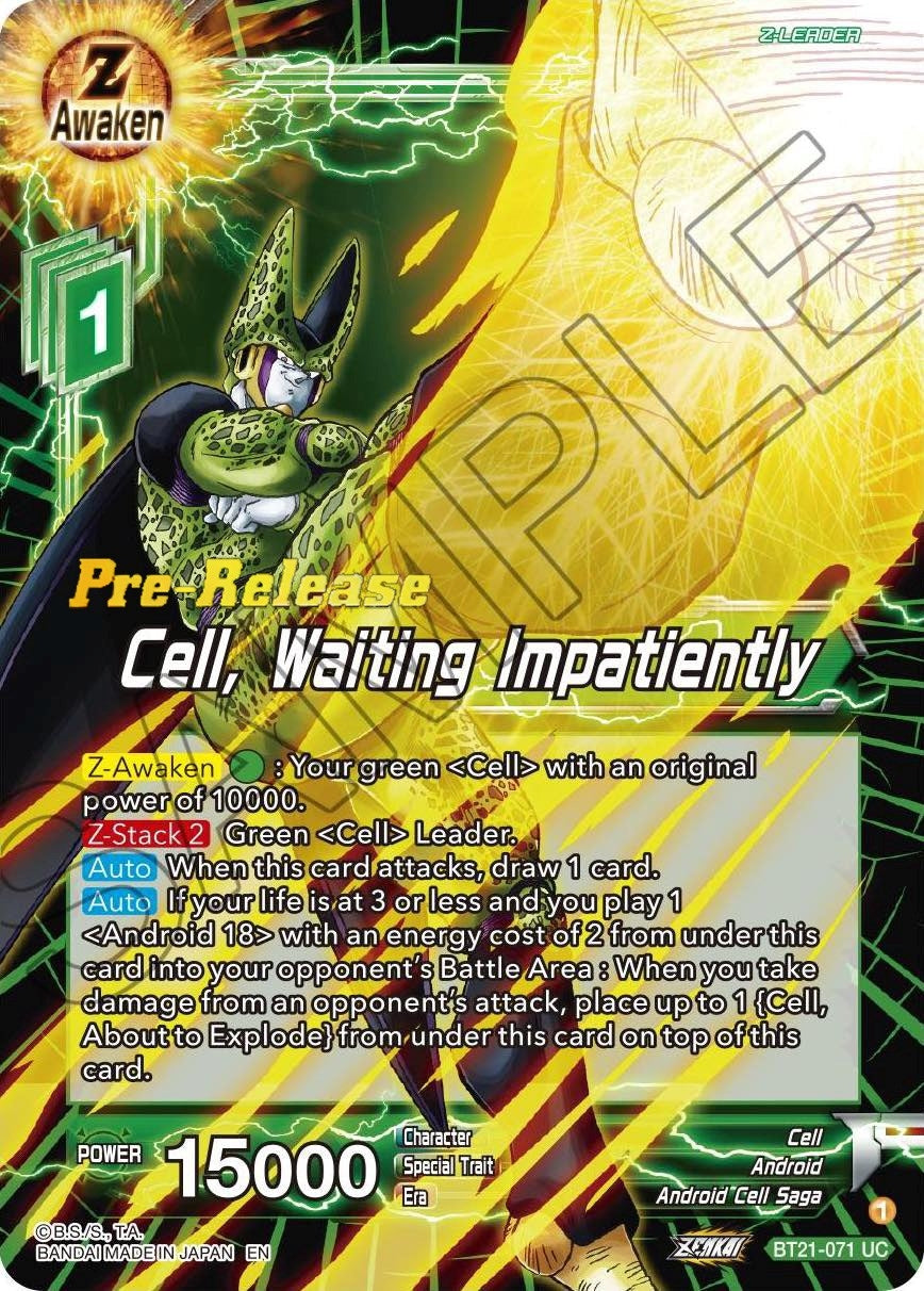 Image for Cell, Waiting Impatiently (Wild Resurgence Pre-Release Cards) (BT21-071) - Dragon Ball Super: Masters