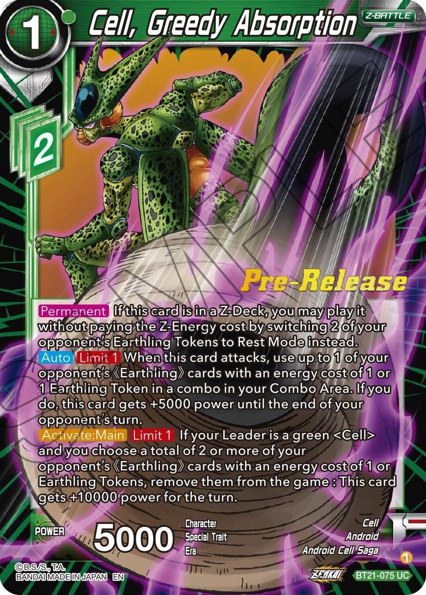 Image for Cell, Greedy Absorption (Wild Resurgence Pre-Release Cards) (BT21-075) - Dragon Ball Super: Masters