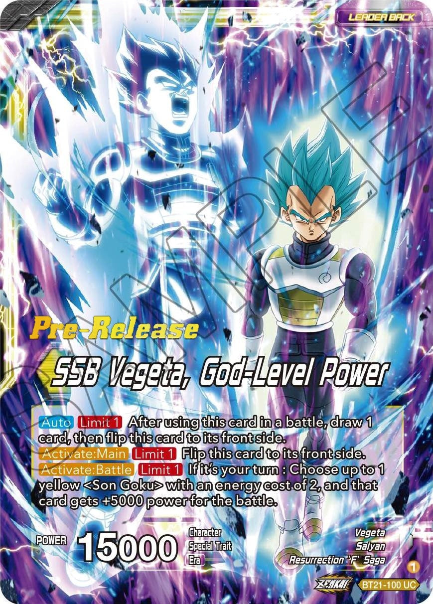 Image for SSB Son Goku // SSB Vegeta, God-Level Power (Wild Resurgence Pre-Release Cards) (BT21-100) - Dragon Ball Super: Masters