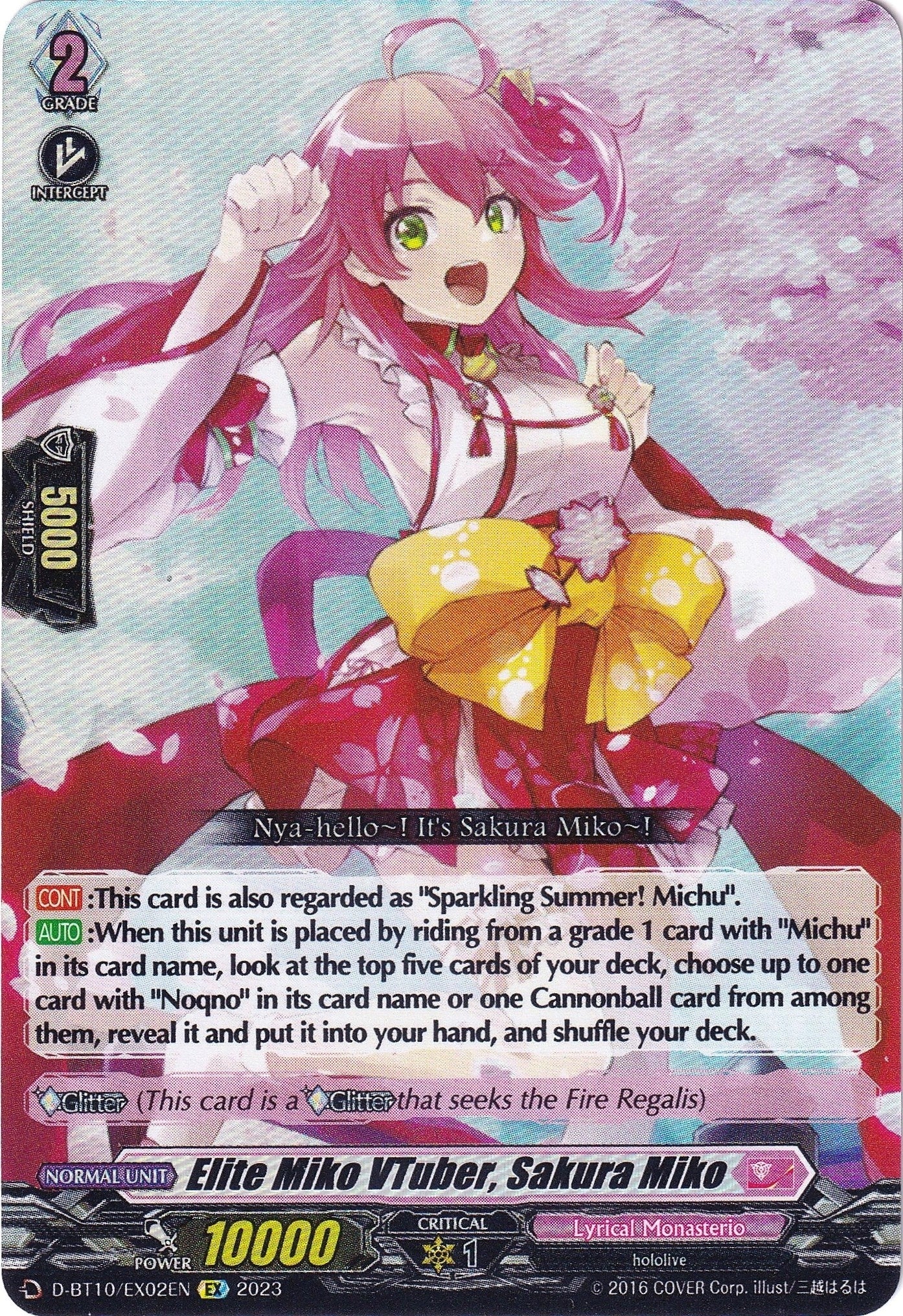 Image for Elite Miko VTuber, Sakura Miko (D-BT10: Dragon Masquerade) (D-BT10/EX02EN) - Cardfight Vanguard