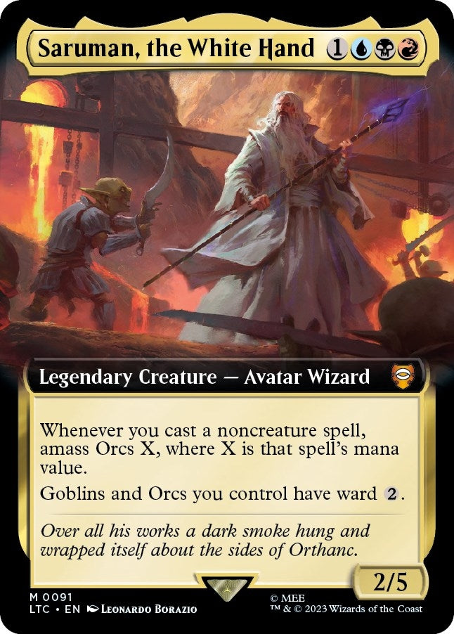 Image for Saruman, the White Hand (Extended Art) (Commander: The Lord of the Rings: Tales of Middle-earth) (91) - Magic: The Gathering
