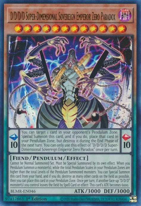 Image for D/D/D/D Super-Dimensional Sovereign Emperor Zero Paradox (Battles of Legend: Monstrous Revenge) (BLMR-EN046) - YuGiOh