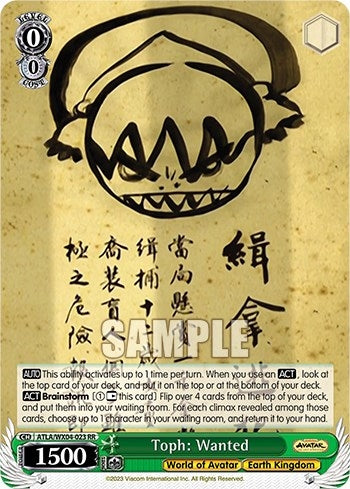 Image for Toph: Wanted (Avatar: The Last Airbender) (ATLA/WX04-023 RR) - Weiss Schwarz