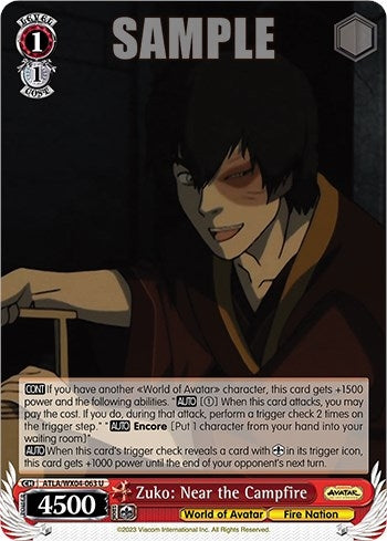 Image for Zuko: Near the Campfire (Avatar: The Last Airbender) (ATLA/WX04-063 U) - Weiss Schwarz