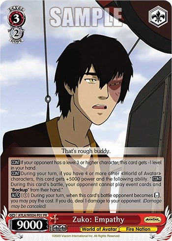 Image for Zuko: Empathy (Avatar: The Last Airbender) (ATLA/WX04-P01 PR) - Weiss Schwarz