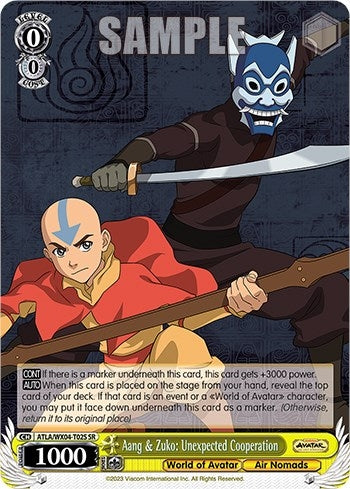 Image for Aang & Zuko: Unexpected Cooperation (SR) (Avatar: The Last Airbender) (ATLA/WX04-T02S SR) - Weiss Schwarz