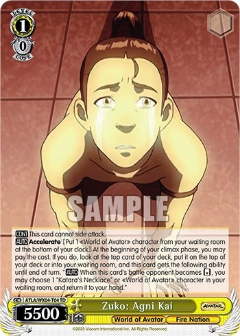 Image for Zuko: Agni Kai (Avatar: The Last Airbender) (ATLA/WX04-T04 TD) - Weiss Schwarz