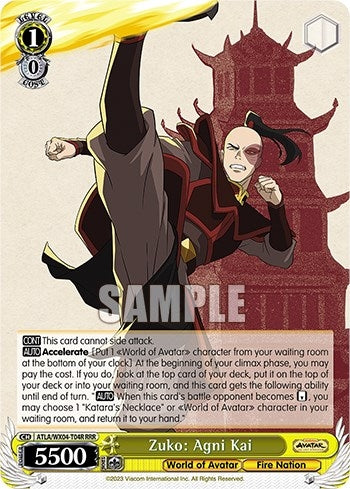 Image for Zuko: Agni Kai (RRR) (Avatar: The Last Airbender) (ATLA/WX04-T04R RRR) - Weiss Schwarz
