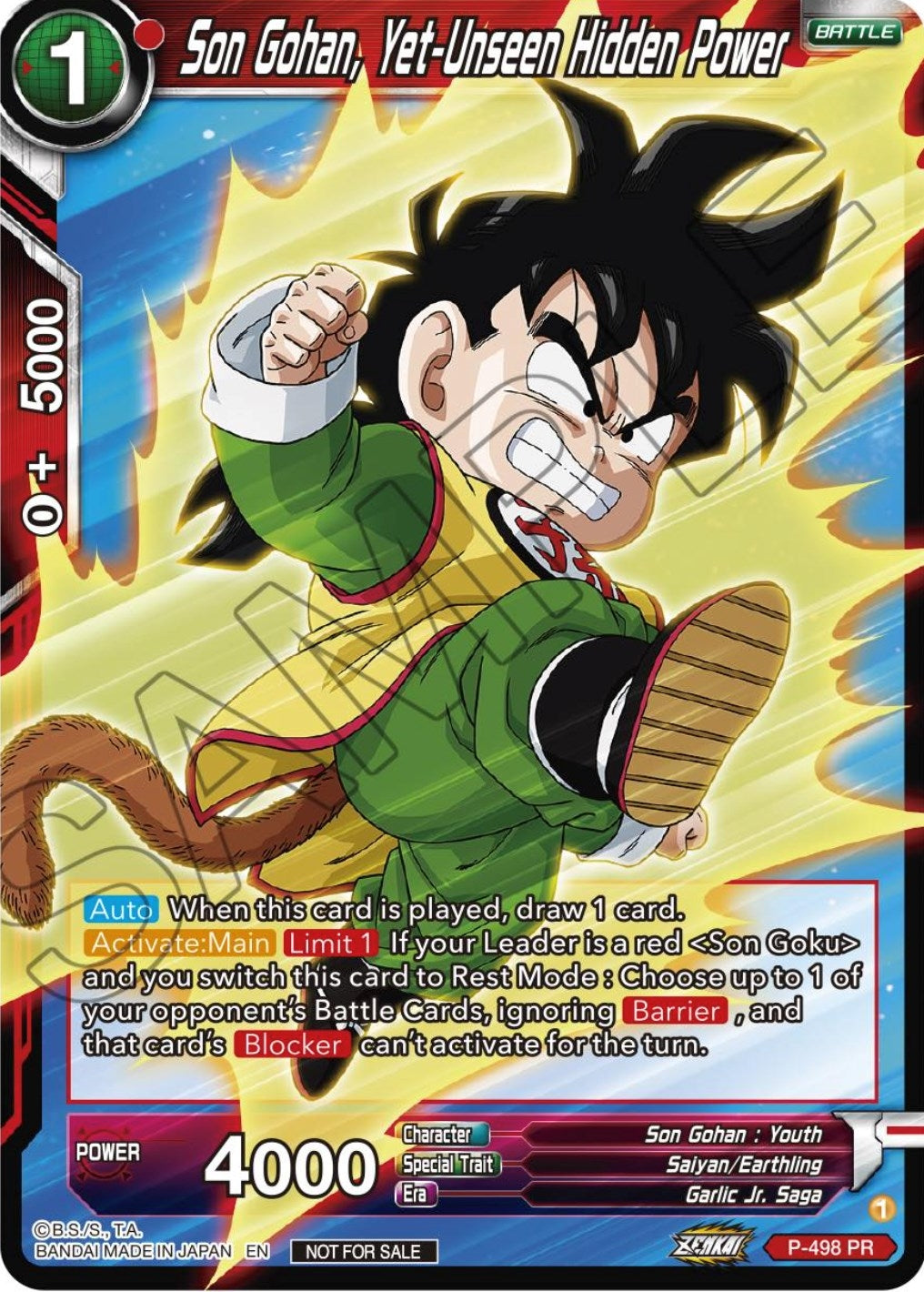Image for Son Gohan, Yet-Unseen Hidden Power (Zenkai Series Tournament Pack Vol.4) (Tournament Promotion Cards) (P-498) - Dragon Ball Super: Masters