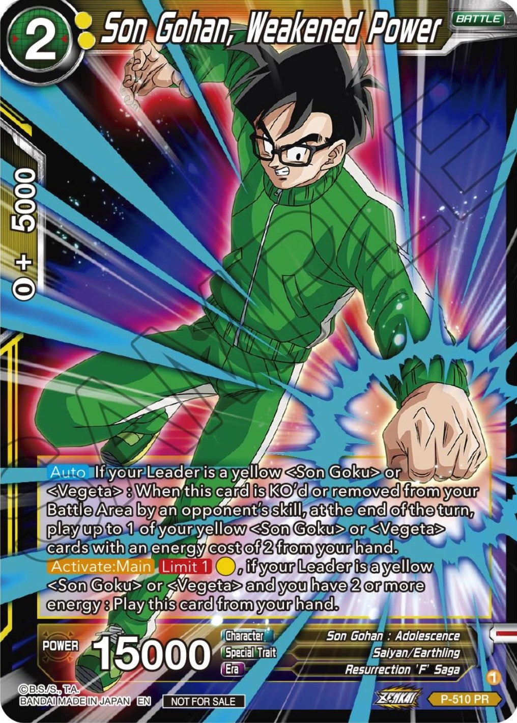 Image for Son Gohan, Weakened Power (Zenkai Series Tournament Pack Vol.4) (Tournament Promotion Cards) (P-510) - Dragon Ball Super: Masters