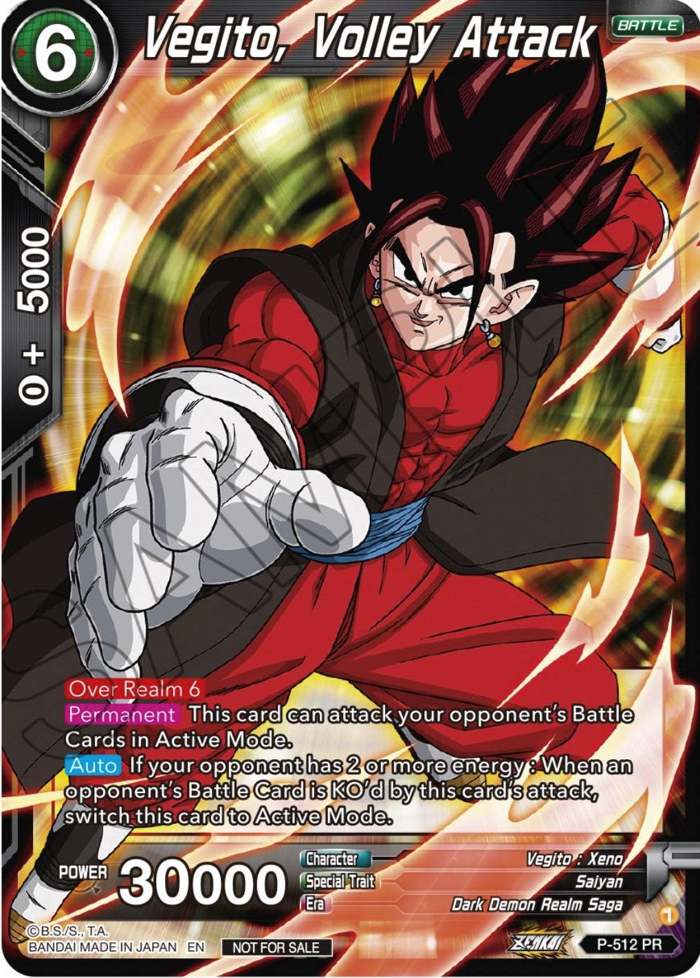 Image for Vegito, Volley Attack (Zenkai Series Tournament Pack Vol.4) (Tournament Promotion Cards) (P-512) - Dragon Ball Super: Masters