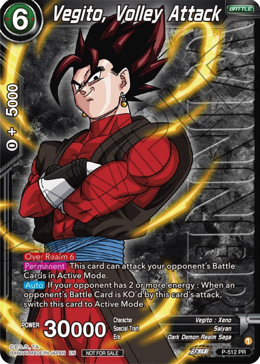 Image for Vegito, Volley Attack (Zenkai Series Tournament Pack Vol.4 Winner) (Tournament Promotion Cards) (P-512) - Dragon Ball Super: Masters