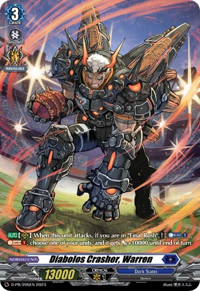 Image for Diabolos Crasher, Warren (205) (D Promo Cards) (D-PR/205EN) - Cardfight Vanguard