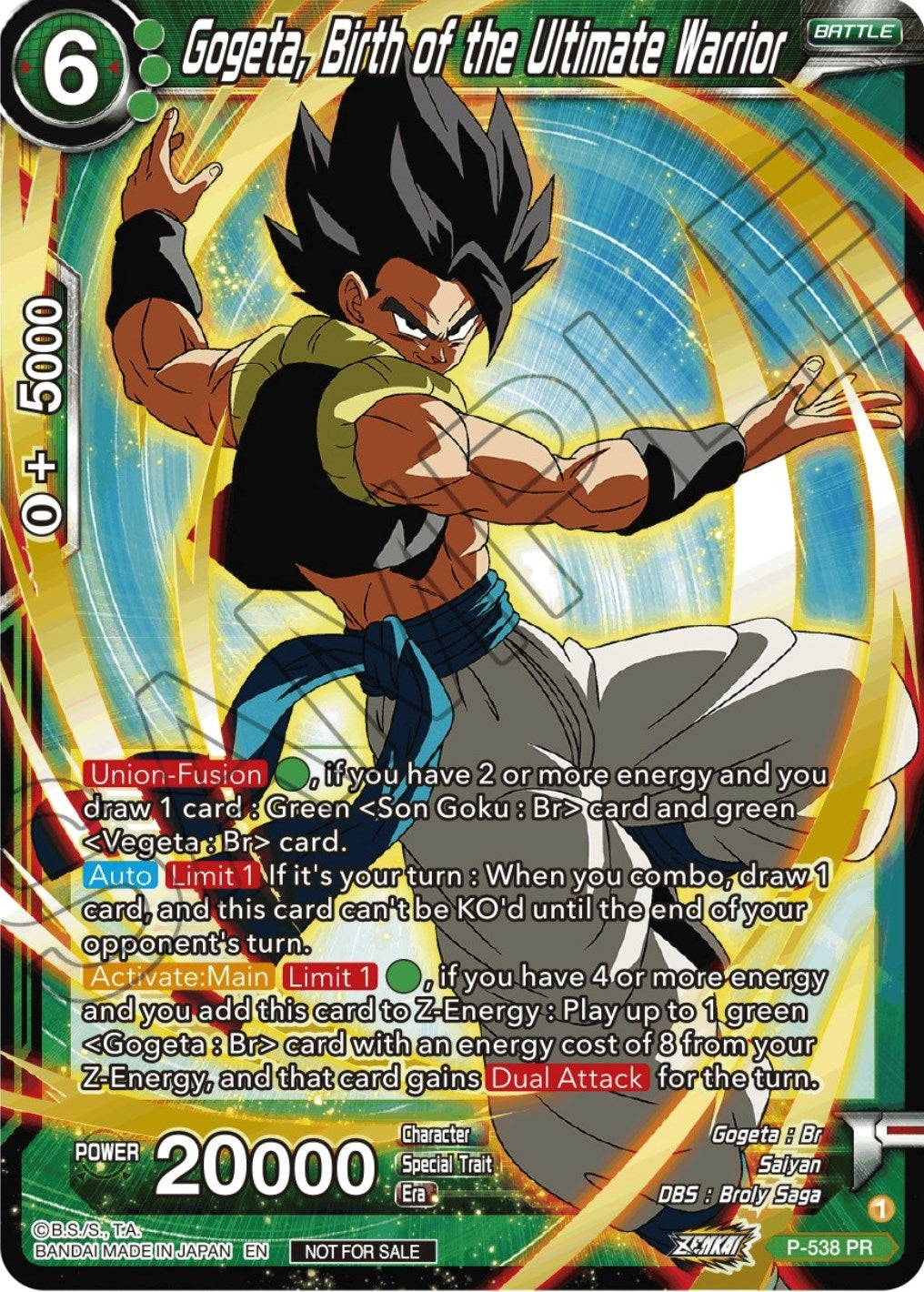 Image for Gogeta, Birth of the Ultimate Warrior (Championship Selection Pack 2023 Vol.2) (Gold-Stamped Silver Foil) (Tournament Promotion Cards) (P-538) - Dragon Ball Super: Masters