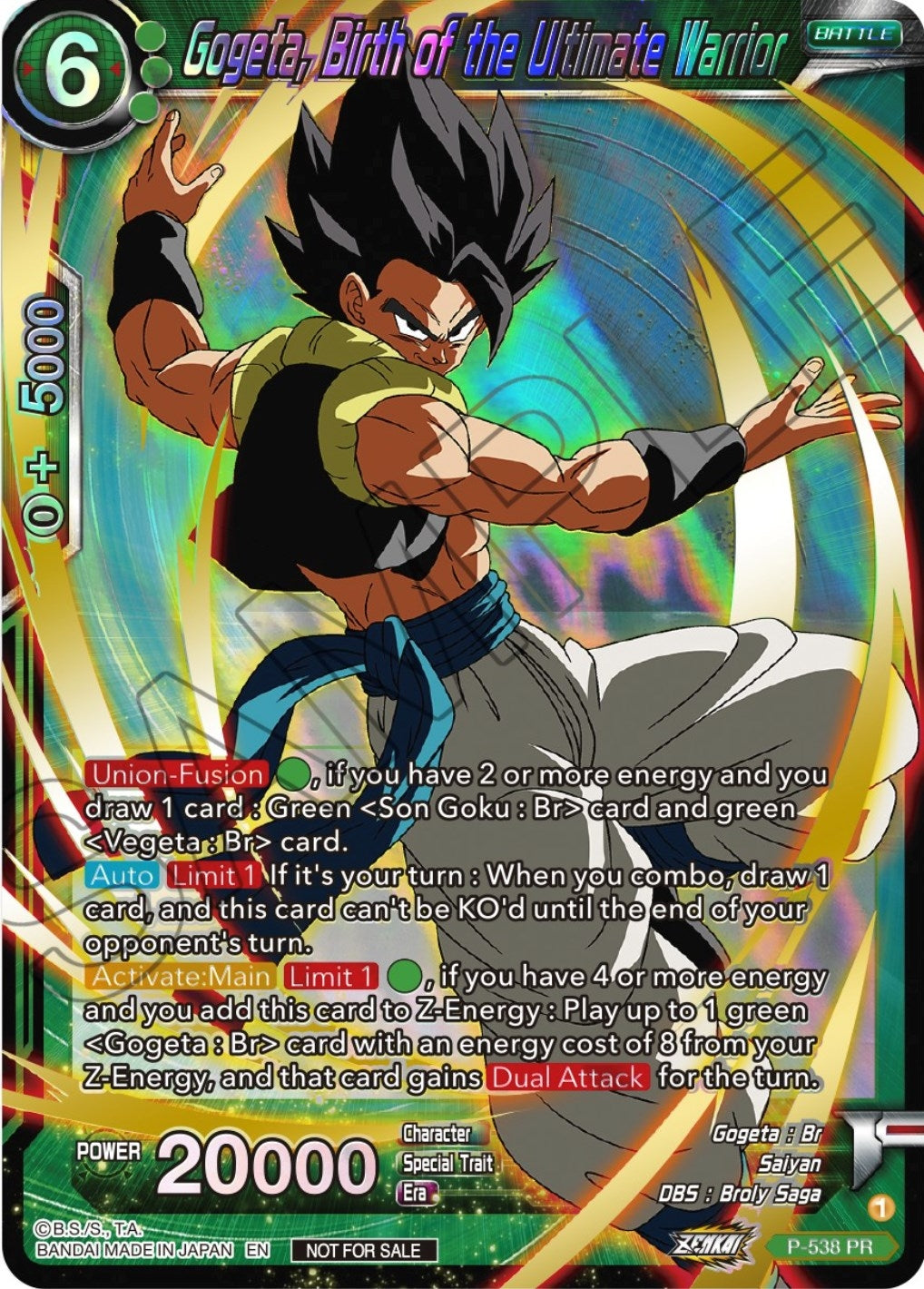 Image for Gogeta, Birth of the Ultimate Warrior (Championship Selection Pack 2023 Vol.2) (Gold-Stamped Shatterfoil) (Tournament Promotion Cards) (P-538) - Dragon Ball Super: Masters