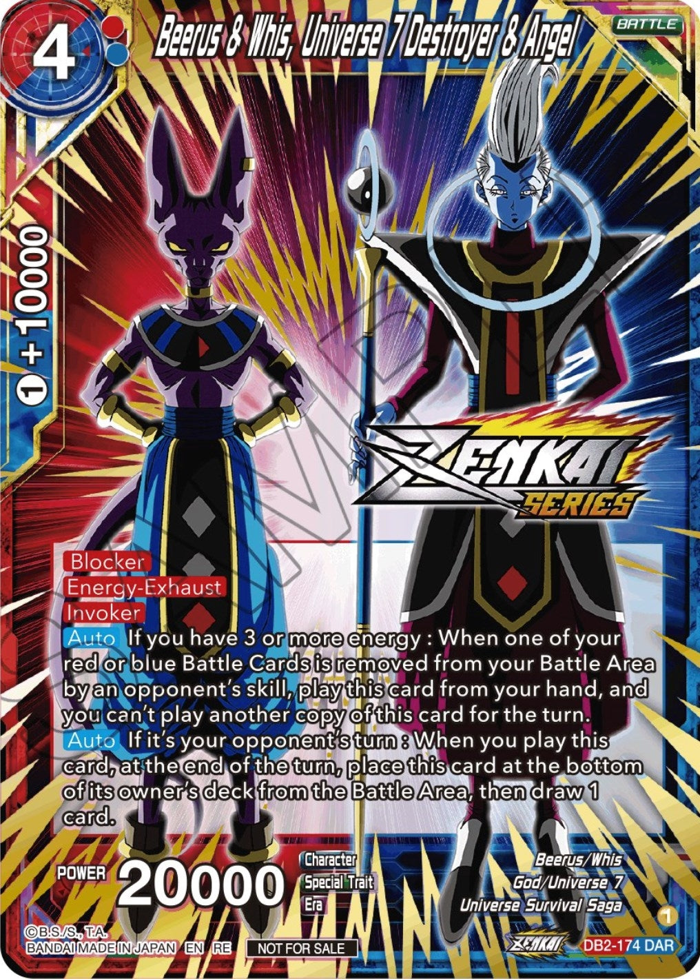 Image for Beerus & Whis, Universe 7 Destroyer & Angel (Event Pack 12) (Tournament Promotion Cards) (DB2-174) - Dragon Ball Super: Masters