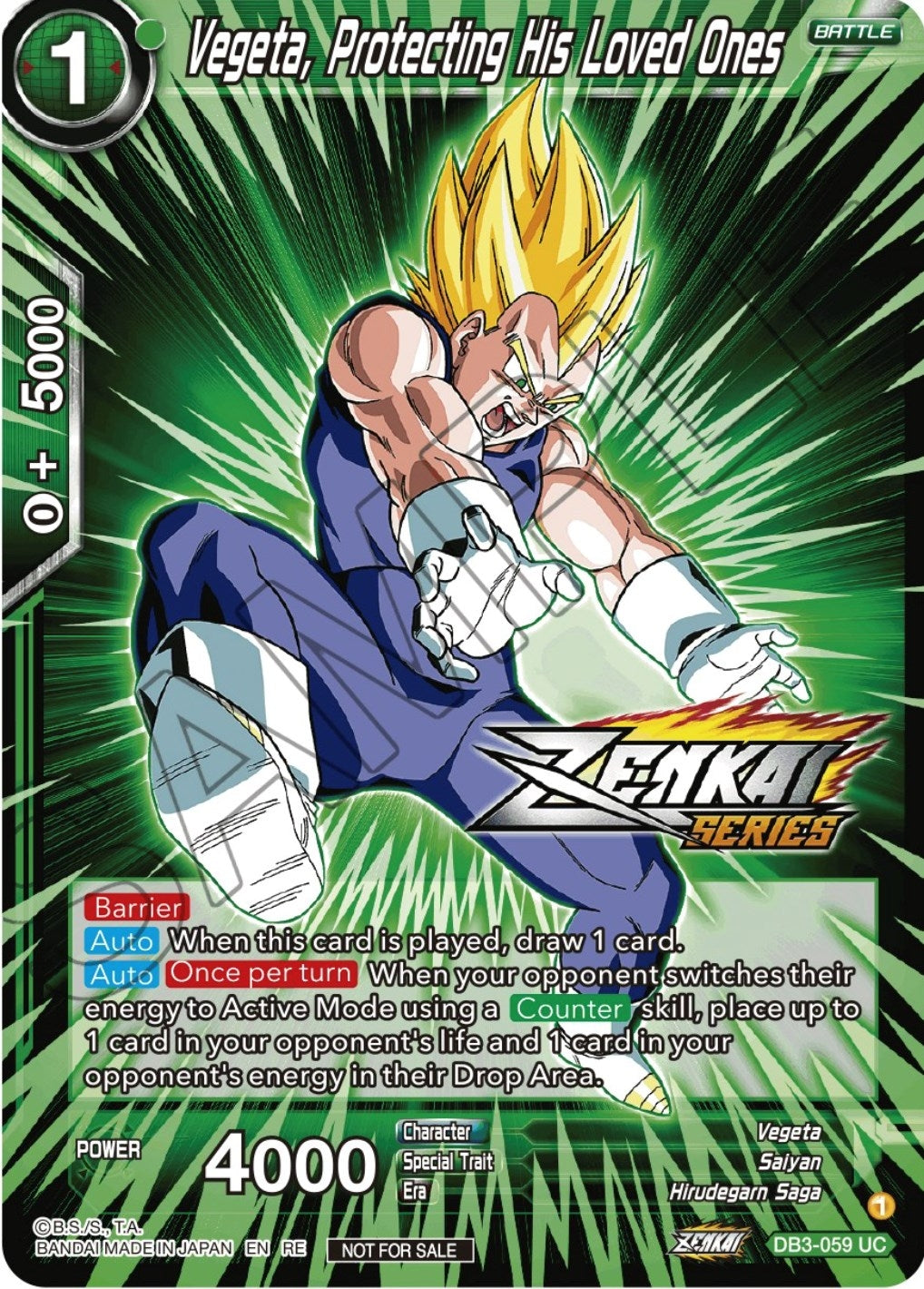 Image for Vegeta, Protecting His Loved Ones (Event Pack 12) (Tournament Promotion Cards) (DB3-059) - Dragon Ball Super: Masters