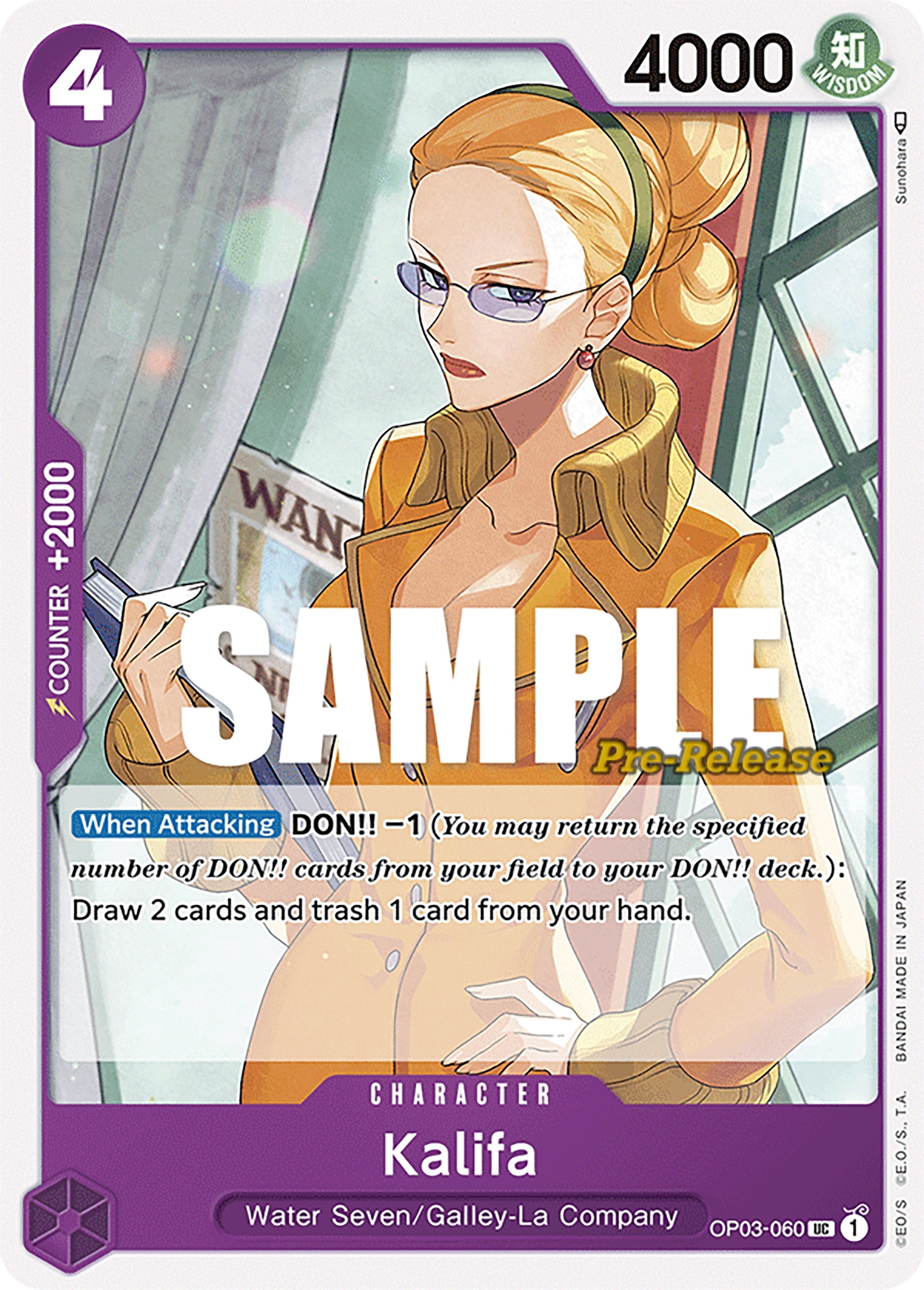Image for Kalifa (Pillars of Strength Pre-Release Cards) (OP03-060) - One Piece Card Game