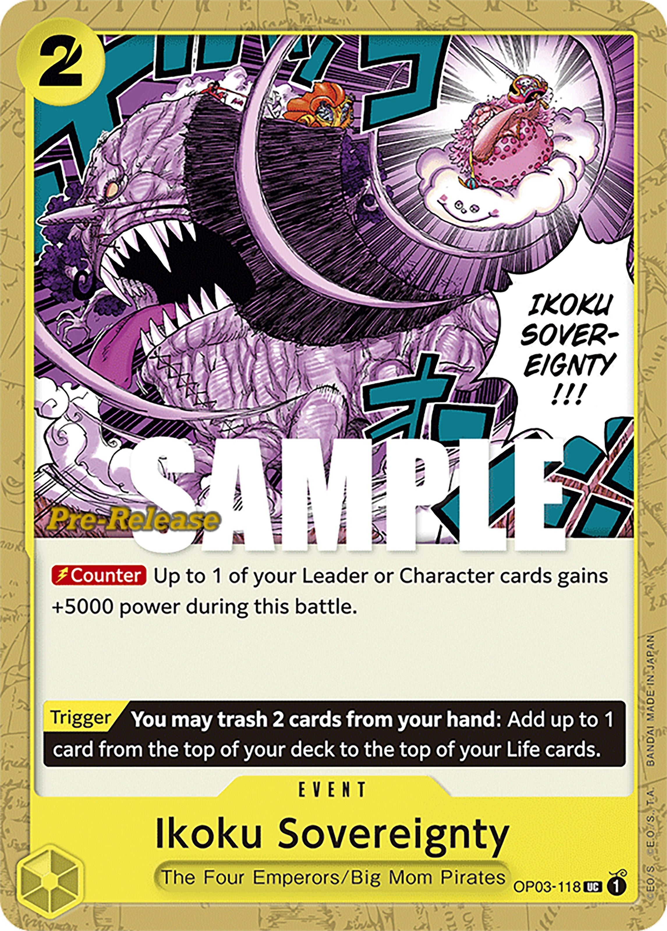 Image for Ikoku Sovereignty (Pillars of Strength Pre-Release Cards) (OP03-118) - One Piece Card Game